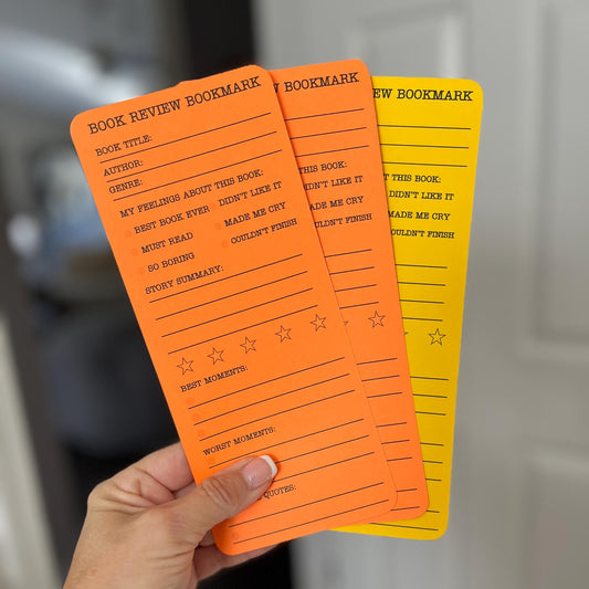 Book Review Bookmark Log. Set of 3 Card Stock Book Review Book Marks, Record Your Reading, Rate Your Books and Journal Your Reviews.