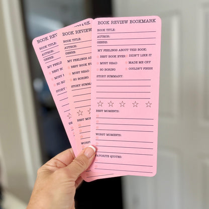 Book Review Bookmark Log. Set of 3 Card Stock Book Review Book Marks, Record Your Reading, Rate Your Books and Journal Your Reviews.