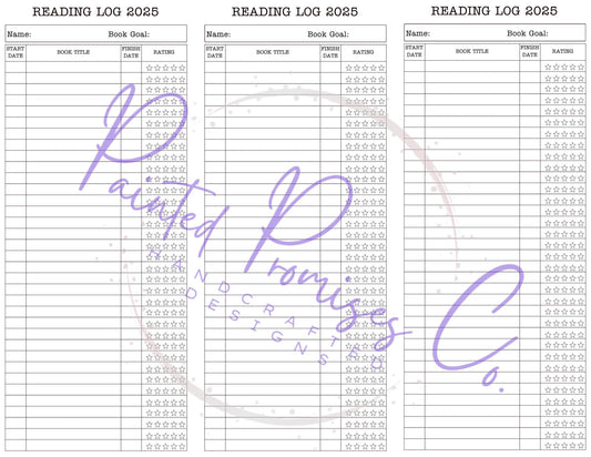 2025 Reading Log Bookmark Digital Download Version. Book Goal List, Printable PDF Version. Record your reading Goals Rate your Books.