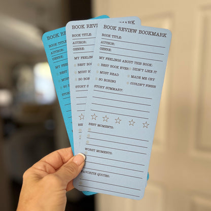 Book Review Bookmark Log. Set of 3 Card Stock Book Review Book Marks, Record Your Reading, Rate Your Books and Journal Your Reviews.