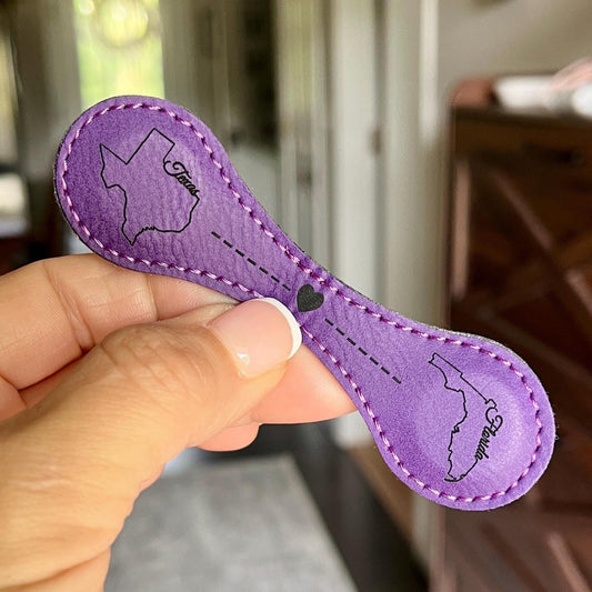 Best Friends Different States, Leather Magnetic Bookmark. BFF moving gift, Going Away Gift, State Outline on each end, 30+ color options.