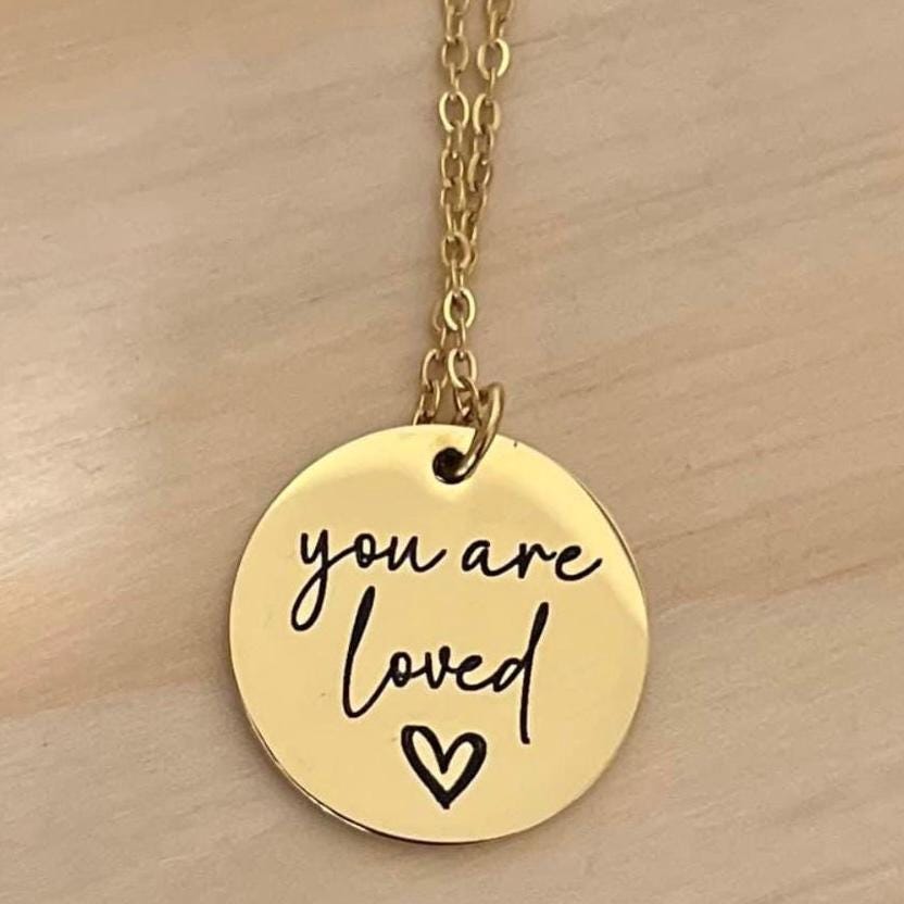Personalized Round Mini Tag Charm for necklace, 18K Gold Plated, Silver Stainless Steel & Rose Gold designs. 16 mm engraved charm tag.