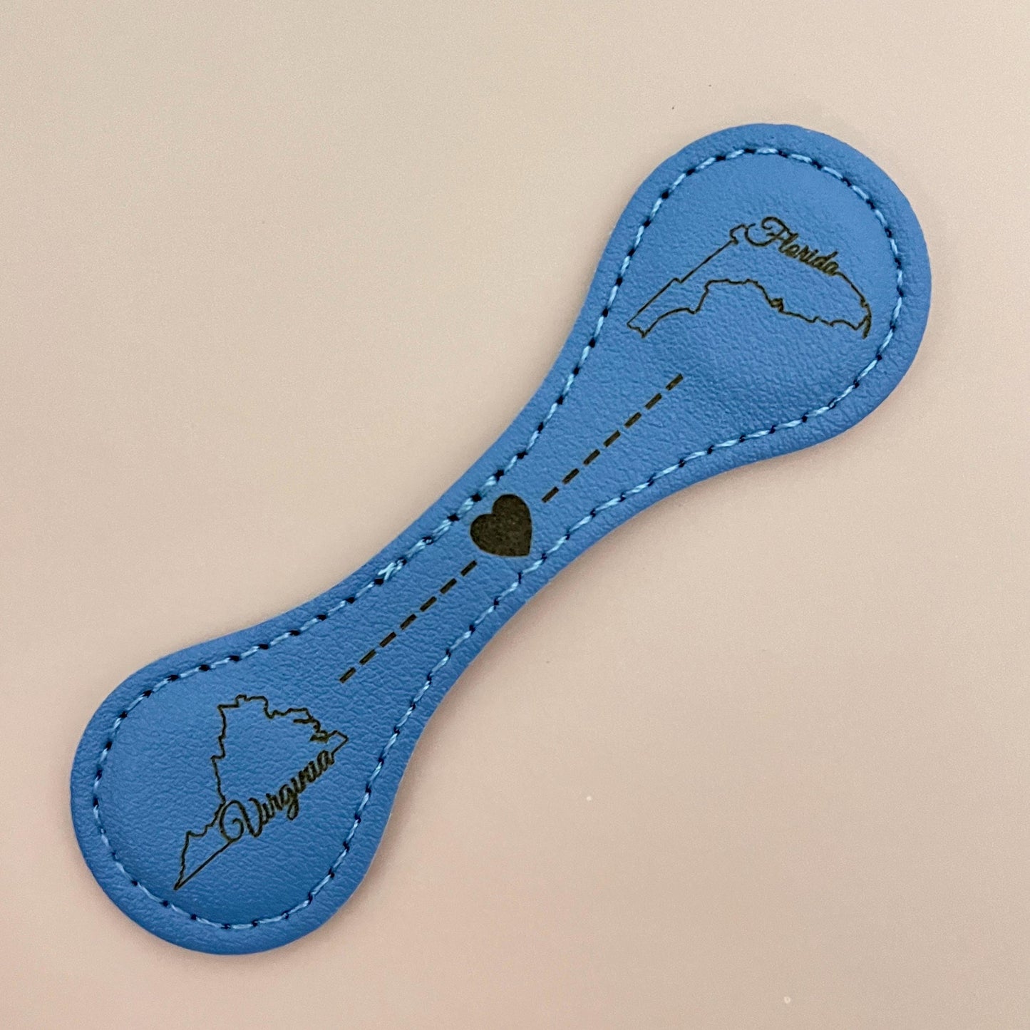 Best Friends Different States, Leather Magnetic Bookmark. BFF moving gift, Going Away Gift, State Outline on each end, 30+ color options.