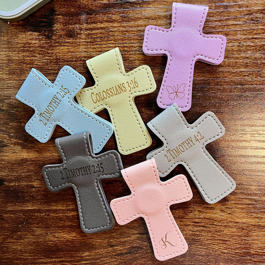 Magnetic Bookmark Cross Shape Personalized Magnetic Book Accessory. Engraved gift for friends and family. Reader Gift, Scripture Bookmark.
