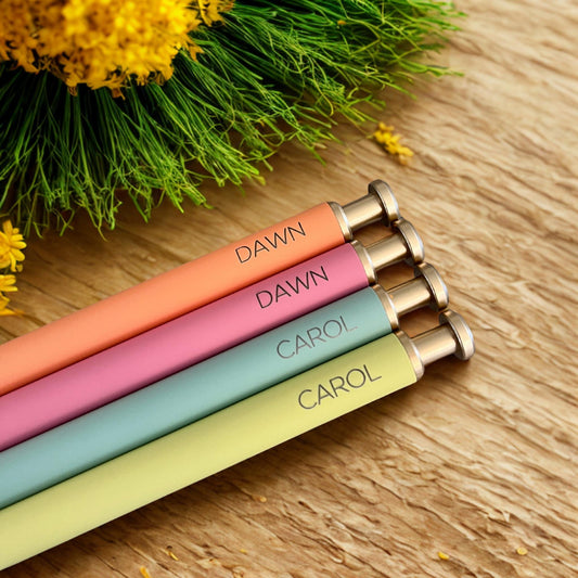 Pastel Ballpoint Pens, Personalized with Gold Push Top. Custom Name Gifts, Luxurious Soft Touch for Her, Birthdays, Teacher, Coworker, Favor