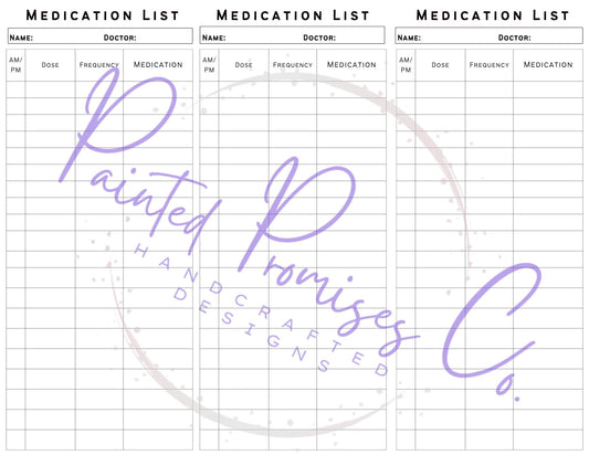 Medication List and Prescription Schedule, Digital Medication Logs, Printable PDF, Record & Organize Prescriptions Lists All In One Place.