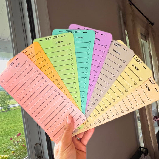 TBR List Set of 3 Colorful Card Stock Bookmarks.  These Printed Book List Bookmarks will help you keep track of all your To Be Read Books!