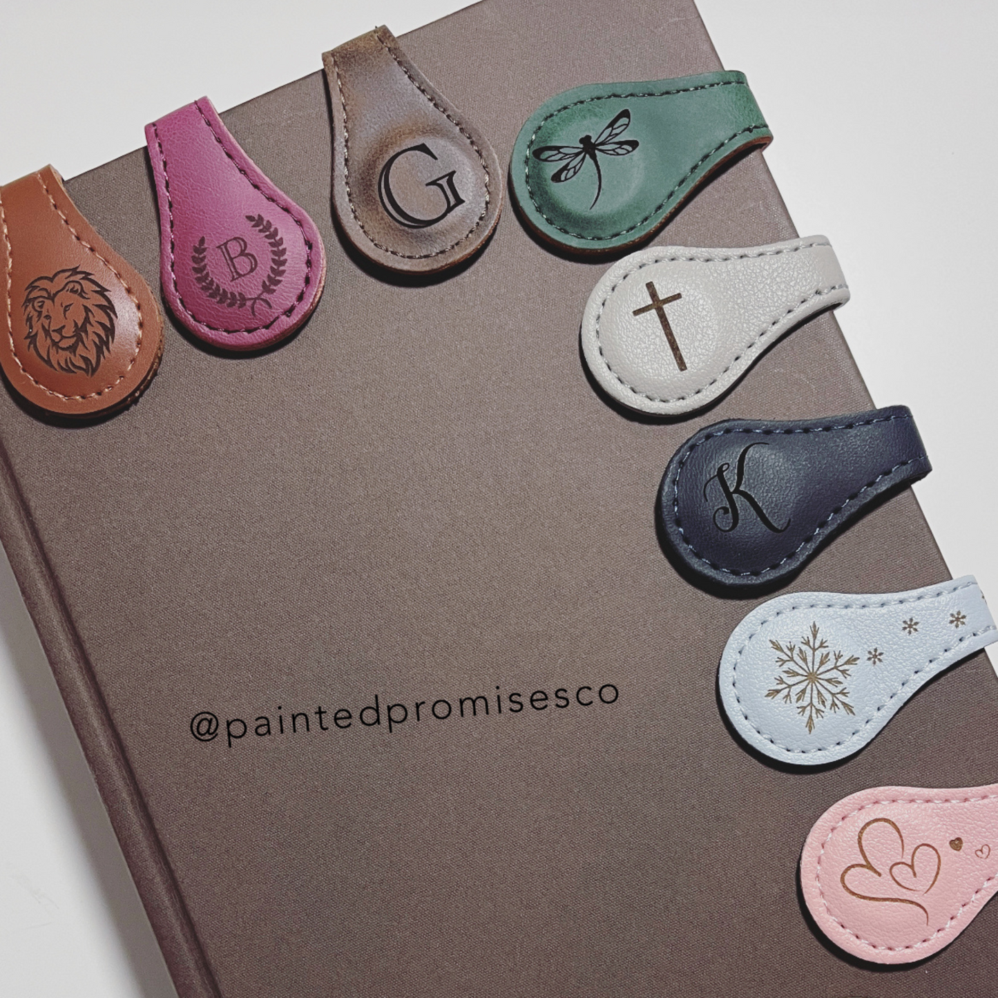 Bookmarks ~ Leather Custom Engraved magnet gifts for teachers, book lovers & friends. Choose from our designs or make your own.  20 + colors